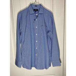 J.Crew Thompson Shirtings Wrinkle-Free 80's 2-Ply Blue Gingham Shirt‎ M 15-15.5